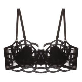 Women's Underwear Big Chest Small Push-up Thin (Option: Black 077B-M)