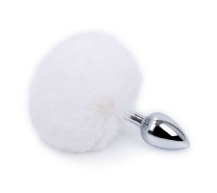 Detachable Anal Plug Real Bunny tail Smooth Touch Metal Butt Plug Tail Erotic BDSM Sex Toys for Woman Couples Adult Games (Color: White)