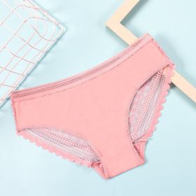 Mid-low Waist Women's Briefs Ice Silk Stripes Seamless Underwear (Option: Pink-S)