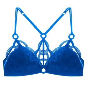 Women's Underwear Big Chest Small Push-up Thin (Option: Blue 075B-L)