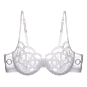 Women's Underwear Big Chest Small Push-up Thin (Option: White 076B-L)