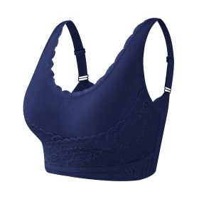 Lace Sports Underwear Upgraded Bra (Option: Dark Blue-XXL)
