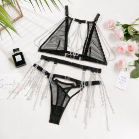 Hot Girl Chain Net Sexy Lingerie Set (Option: Black-M)