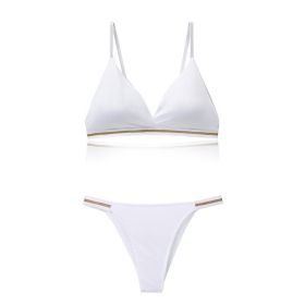 Light Luxury Edition Ice Silk Chest-wrapped Women's Beauty Back Underwear Women's Pure Desire Bra Set Bikini (Option: White-S)