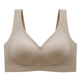 Plus Size Plus-sized Seamless Underwear Push Up Adjustable One-piece Bra (Option: Khaki-XL)