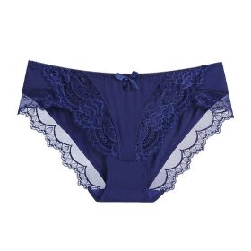 Lace Women's Panties Purified Cotton Crotch (Option: Dark Blue-L)