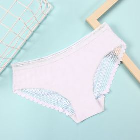 Mid-low Waist Women's Briefs Ice Silk Stripes Seamless Underwear (Option: White-L)