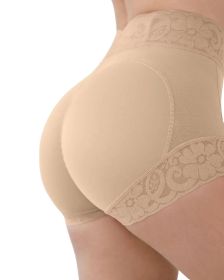 Corset Up And Down Lace High Waist Butt-lift Underwear Tight Briefs (Option: Skin Color-L)