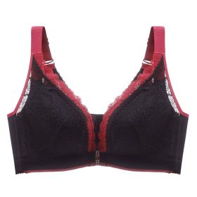 Plus Size Front Buckle Lace Beautiful Back Big Chest Makes You Look Smaller (Option: Black Red-38 85E)