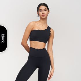 LC Lycra Shoulder Belt Removable Cup Sports Underwear (Option: Black-10)
