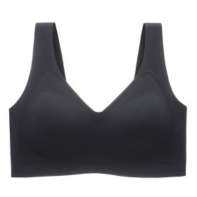 Plus Size Plus-sized Seamless Underwear Push Up Adjustable One-piece Bra (Option: Black-XL)
