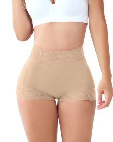 Corset Up And Down Lace High Waist Butt-lift Underwear Tight Briefs (Option: Skin Color 2pcs-XXL)